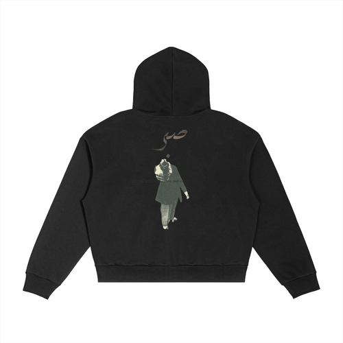 Contrast Plaid Boxy Zip Hoodie